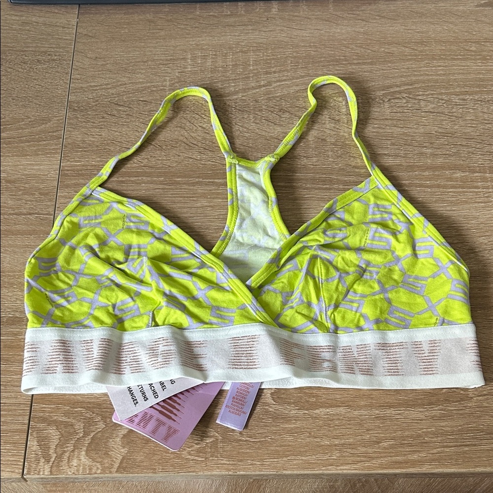 Savage X Fenty Neon Yellow and White Bralette